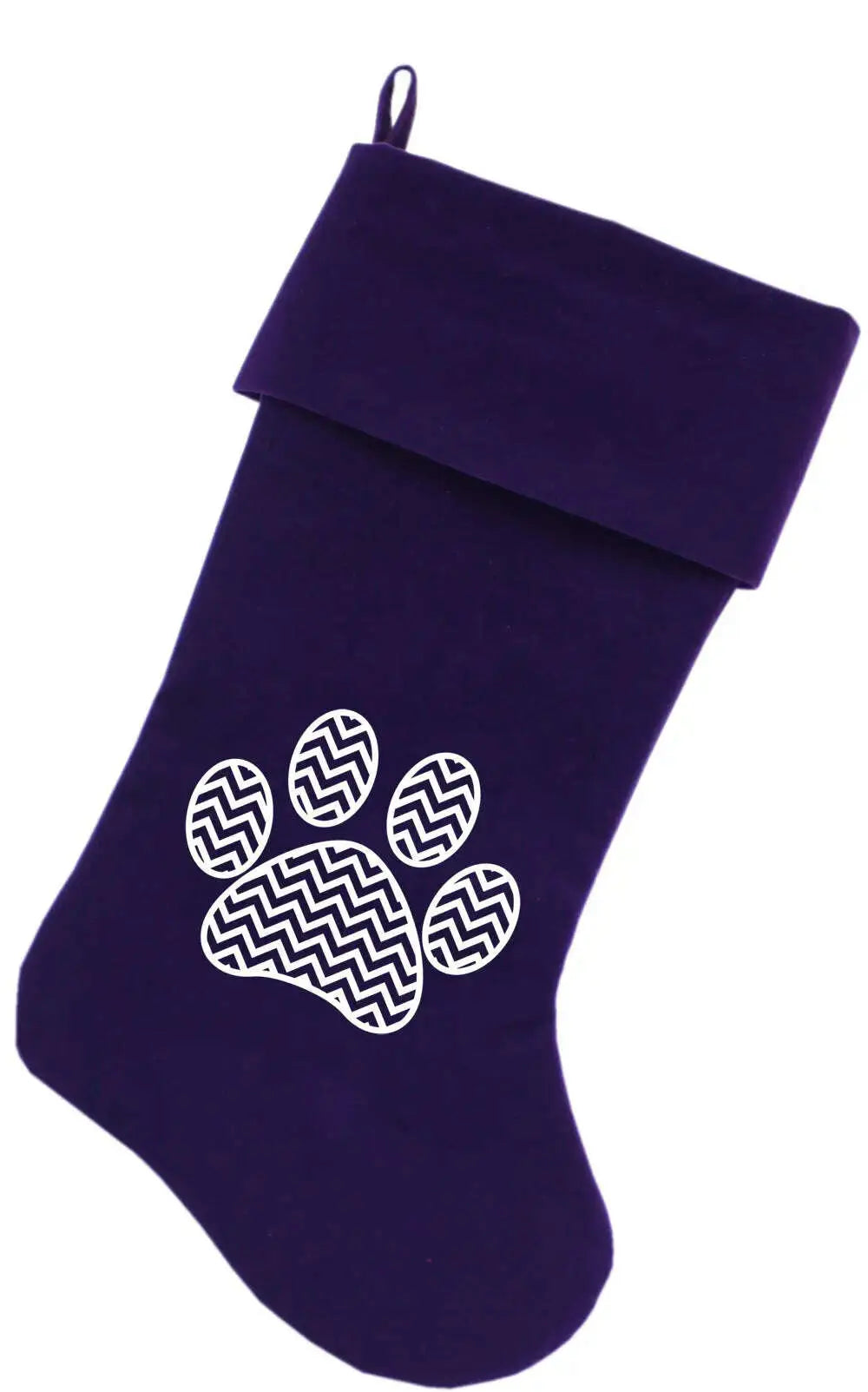 Chevron-Paw-Screen-Print-18-Inch-Velvet-Christmas-Stocking-Purple-GreatEagleInc-333826584