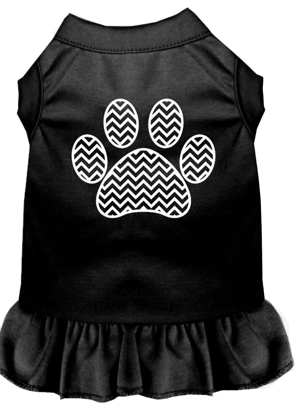 Chevron-Paw-Screen-Print-Dress-Black-Sm-GreatEagleInc-318703335