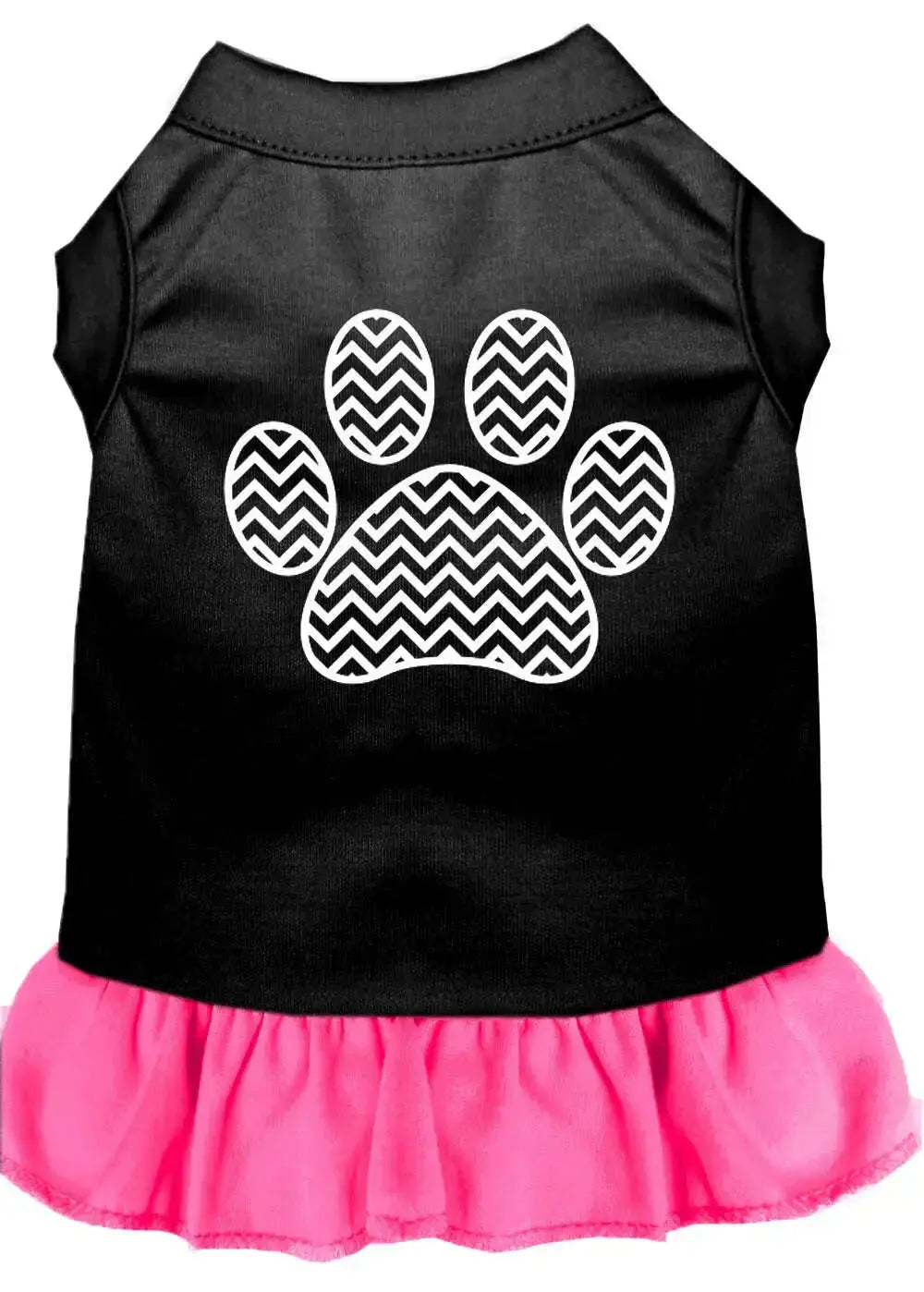 Chevron-Paw-Screen-Print-Dress-Black-With-Bright-Pink-Lg-GreatEagleInc-318742291