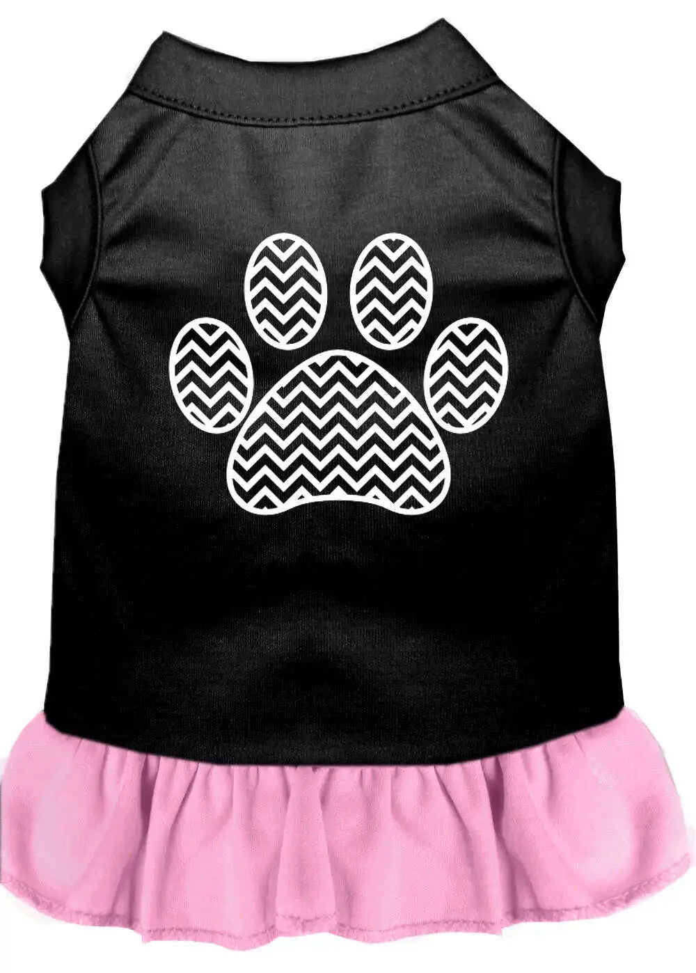 Chevron-Paw-Screen-Print-Dress-Black-With-Light-Pink-Sm-GreatEagleInc-333865314