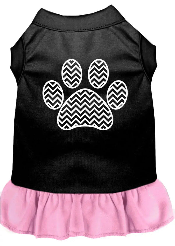 Chevron-Paw-Screen-Print-Dress-Black-With-Light-Pink-Xl-GreatEagleInc-333864890