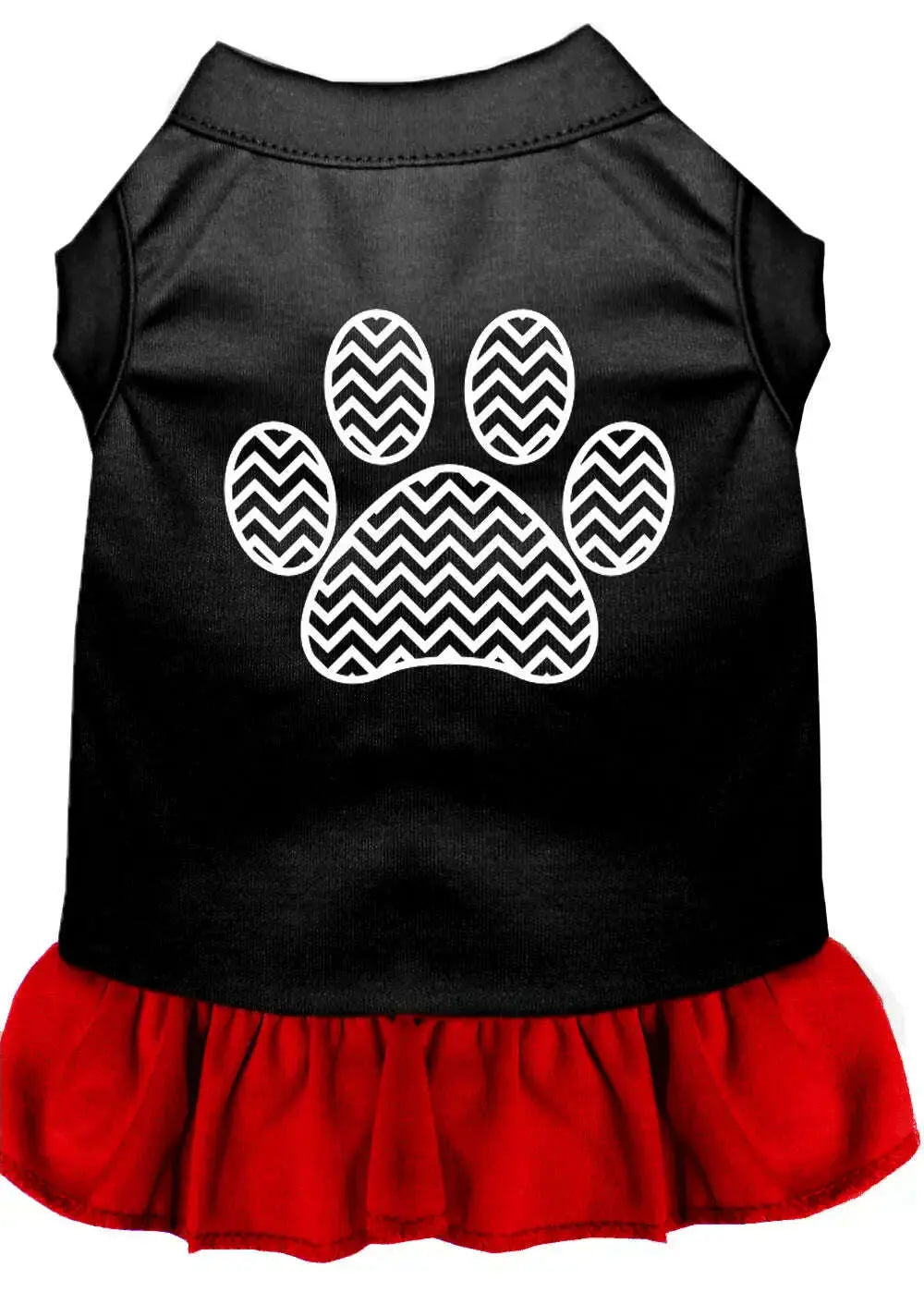 Chevron-Paw-Screen-Print-Dress-Black-With-Red-Xs-GreatEagleInc-333864451