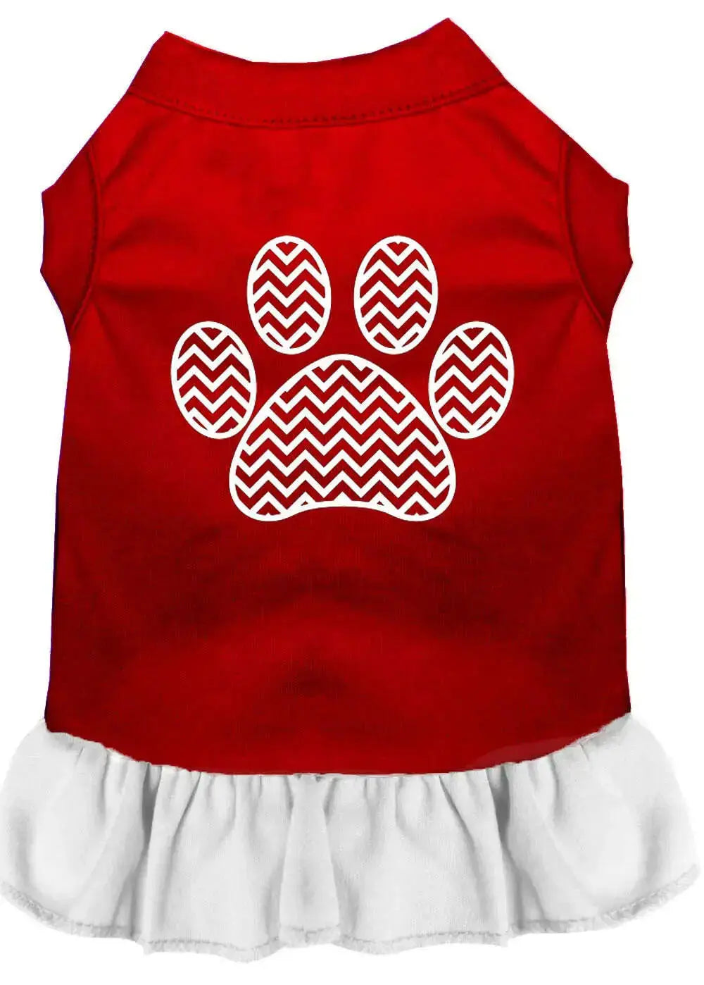 Chevron-Paw-Screen-Print-Dress-Red-With-White-Xs-GreatEagleInc-318615758