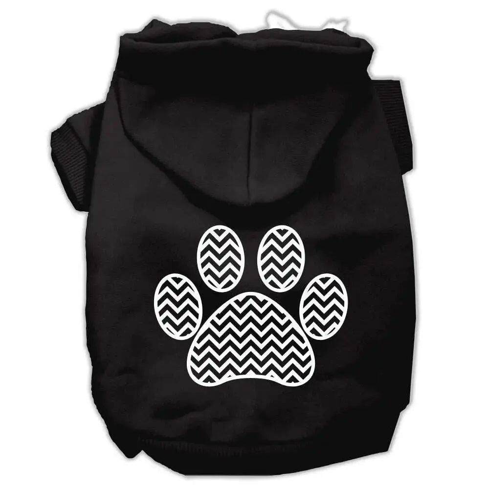 Chevron-Paw-Screen-Print-Pet-Hoodies-Black-Size-Lg-GreatEagleInc-320008924