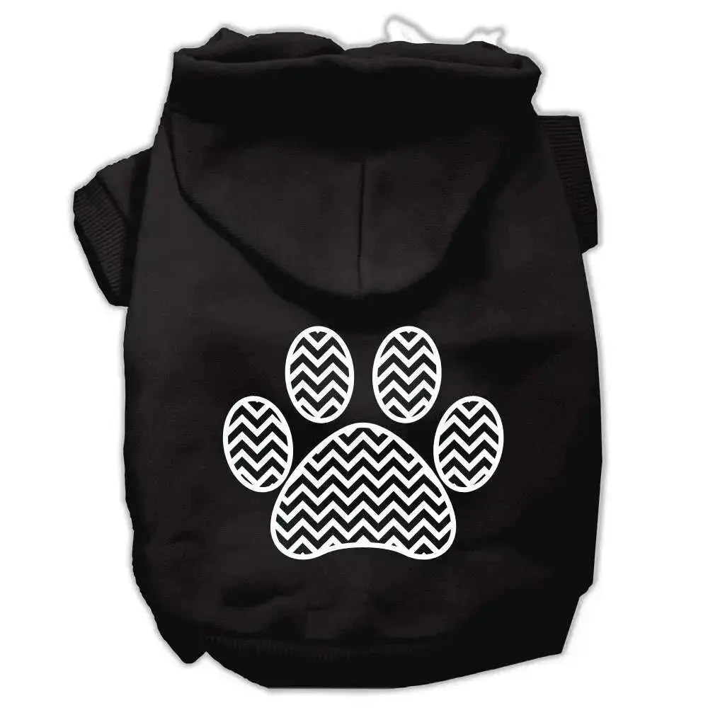 Chevron-Paw-Screen-Print-Pet-Hoodies-Black-Size-Med-GreatEagleInc-333664074