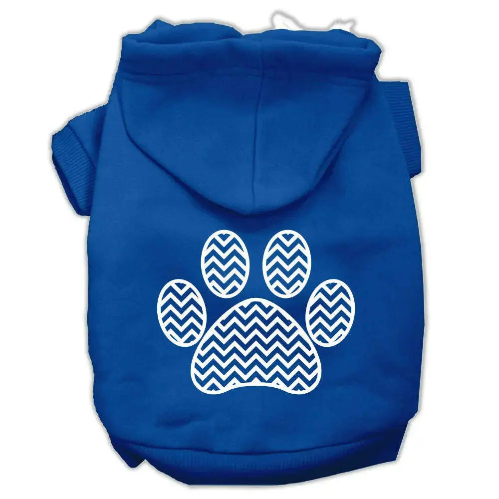 Chevron-Paw-Screen-Print-Pet-Hoodies-Blue-Size-Med-GreatEagleInc-320008187