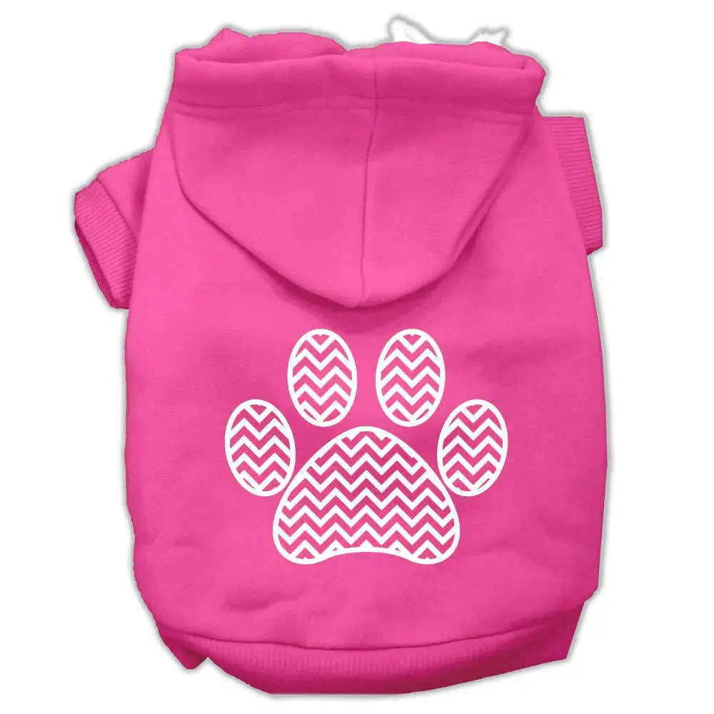 Chevron-Paw-Screen-Print-Pet-Hoodies-Bright-Pink-Size-Xxl-GreatEagleInc-320005634