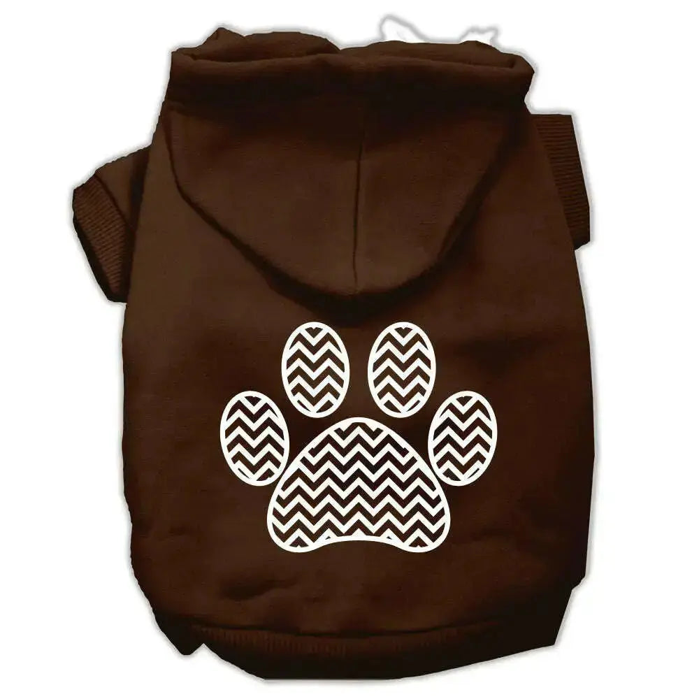 Chevron-Paw-Screen-Print-Pet-Hoodies-Brown-Size-Sm-GreatEagleInc-318707734