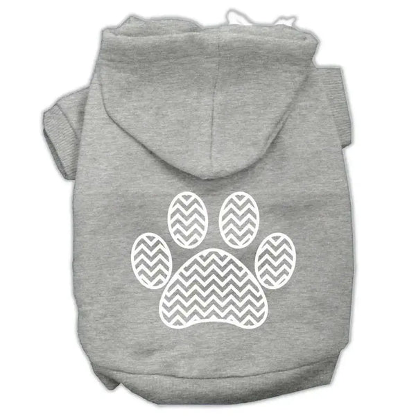 Chevron-Paw-Screen-Print-Pet-Hoodies-Grey-Size-Med-GreatEagleInc-320007885