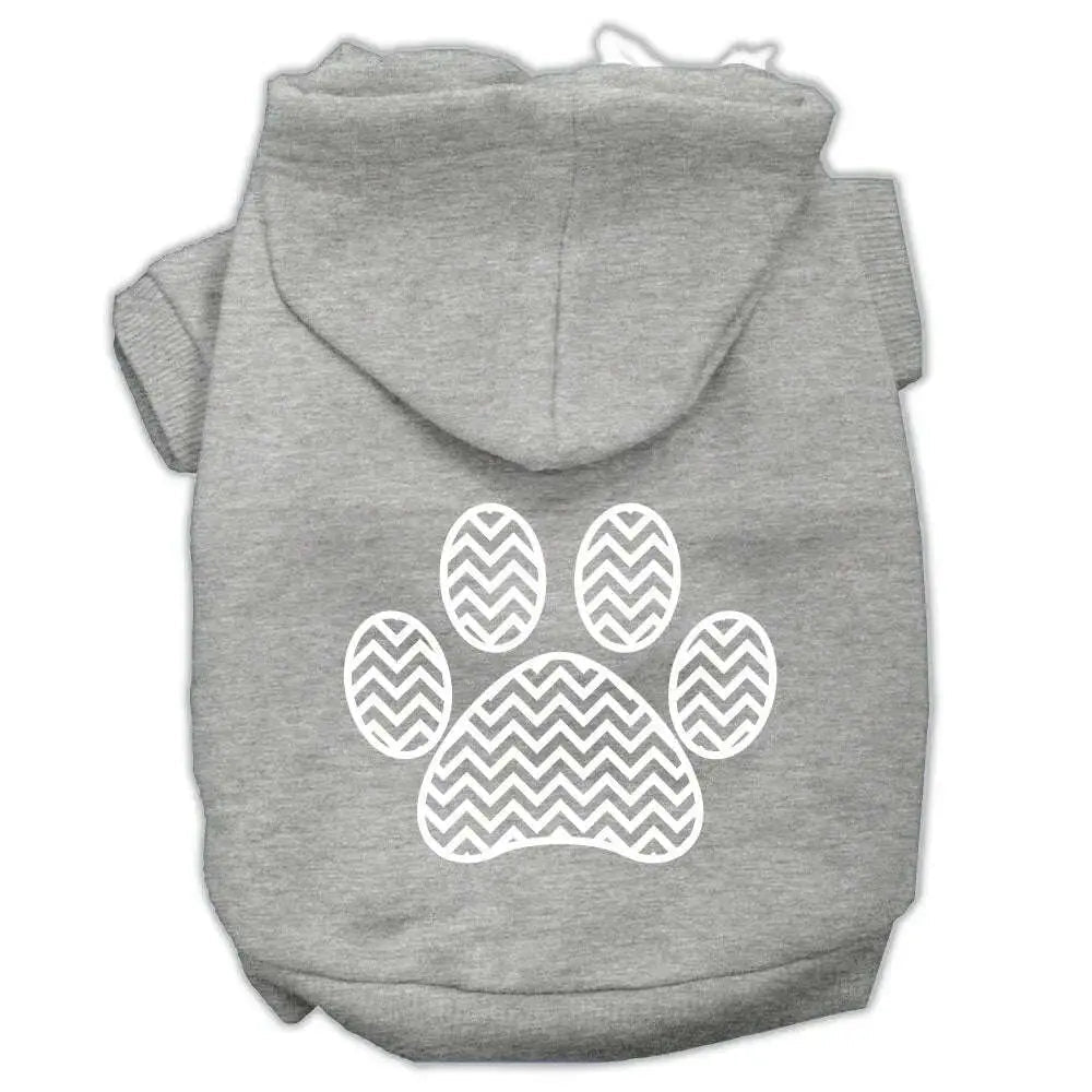 Chevron-Paw-Screen-Print-Pet-Hoodies-Grey-Size-Xs-GreatEagleInc-320006017