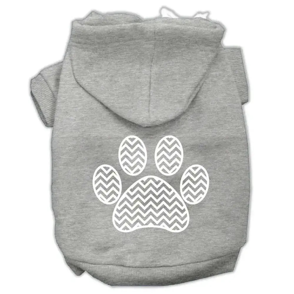 Chevron-Paw-Screen-Print-Pet-Hoodies-Grey-Size-Xxxl-GreatEagleInc-318659351
