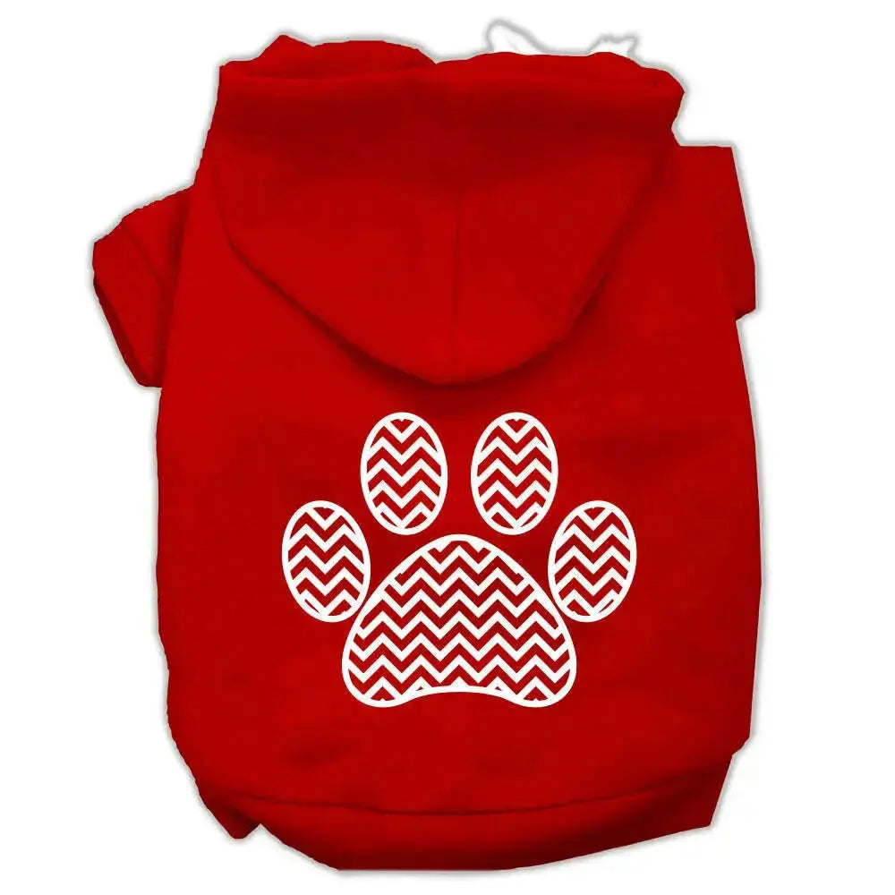 Chevron-Paw-Screen-Print-Pet-Hoodies-Red-Size-Xxl-GreatEagleInc-318659224