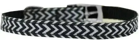 Chevrons-Nylon-Dog-Collar-With-Classic-Buckle-3-8_-Black-Size-14-GreatEagleInc-318846462