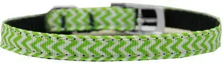 Chevrons-Nylon-Dog-Collar-With-Classic-Buckle-3-8_-Lime-Green-Size-8-GreatEagleInc-318790742