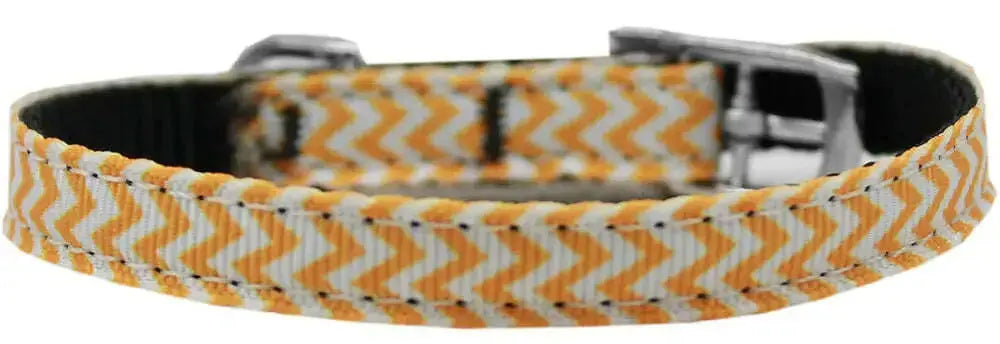 Chevrons-Nylon-Dog-Collar-With-Classic-Buckle-3-8_-Orange-Size-16-GreatEagleInc-318846825