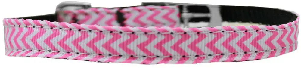 Chevrons-Nylon-Dog-Collar-With-Classic-Buckle-3-8_-Pink-Size-10-GreatEagleInc-318790832