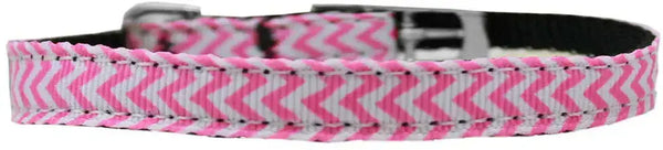 Chevrons-Nylon-Dog-Collar-With-Classic-Buckle-3-8_-Pink-Size-10-GreatEagleInc-318790832