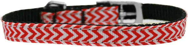 Chevrons-Nylon-Dog-Collar-With-Classic-Buckle-3-8_-Red-Size-14-GreatEagleInc-318791195