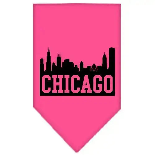 Chicago-Skyline-Screen-Print-Bandana-Bright-Pink-Small-GreatEagleInc-318958711