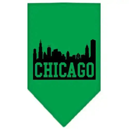 Chicago-Skyline-Screen-Print-Bandana-Emerald-Green-Small-GreatEagleInc-318958923