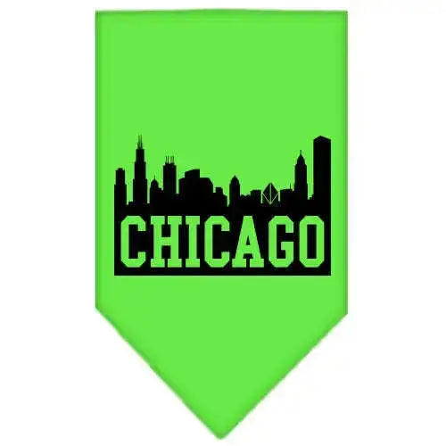 Chicago-Skyline-Screen-Print-Bandana-Lime-Green-Large-GreatEagleInc-319083232