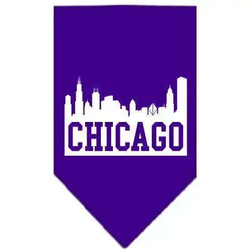 Chicago-Skyline-Screen-Print-Bandana-Purple-Small-GreatEagleInc-318959550