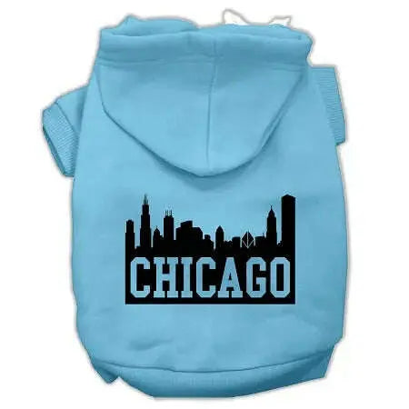Chicago-Skyline-Screen-Print-Pet-Hoodies-Baby-Blue-Size-Lg-GreatEagleInc-319679757