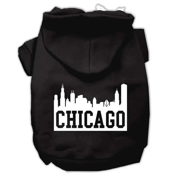 Chicago-Skyline-Screen-Print-Pet-Hoodies-Black-Size-Lg-GreatEagleInc-319679650