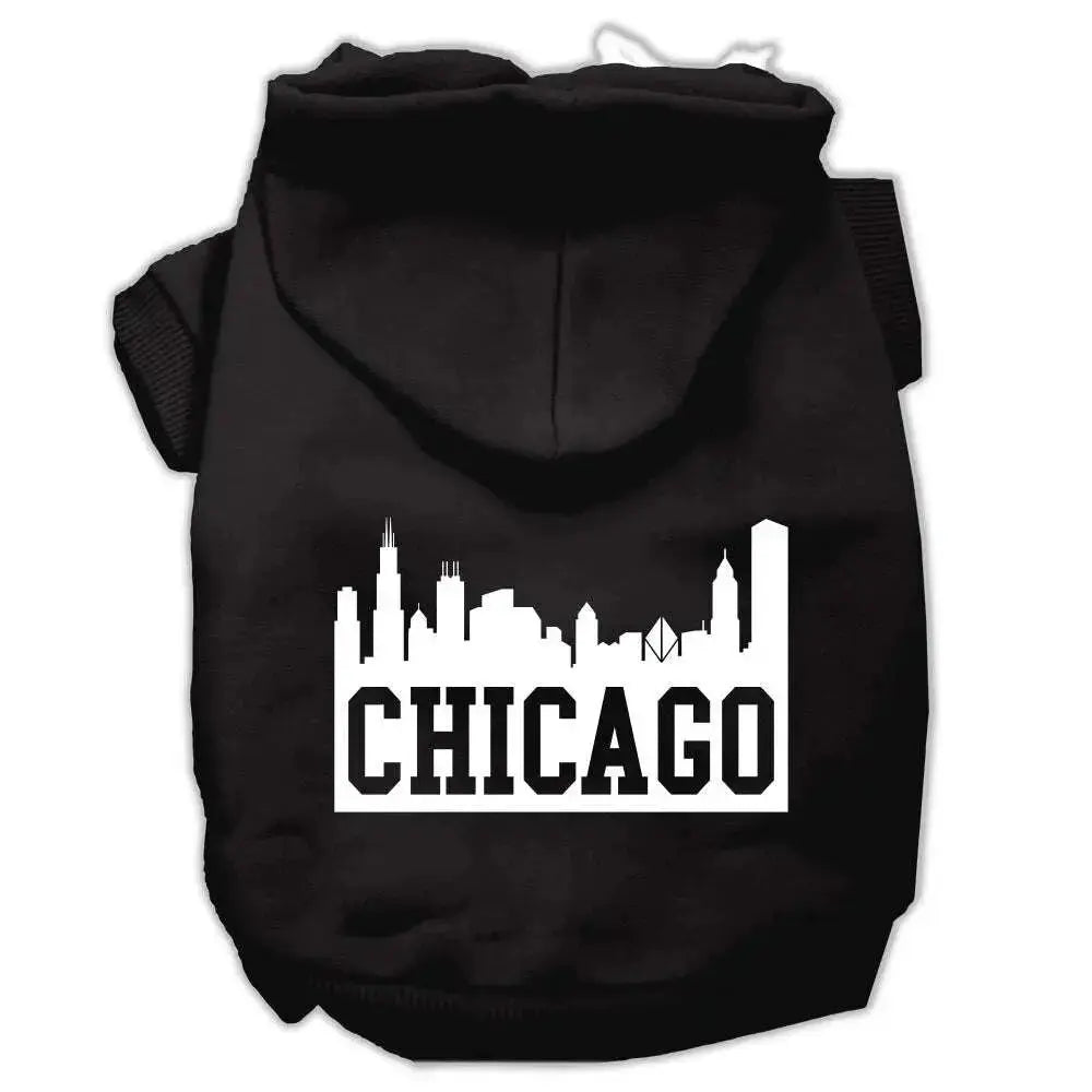 Chicago-Skyline-Screen-Print-Pet-Hoodies-Black-Size-Sm-GreatEagleInc-319677660