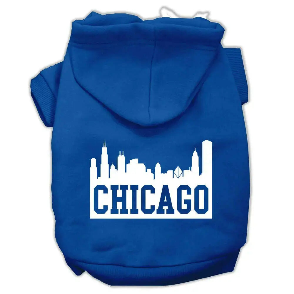 Chicago-Skyline-Screen-Print-Pet-Hoodies-Blue-Size-Lg-GreatEagleInc-319679568