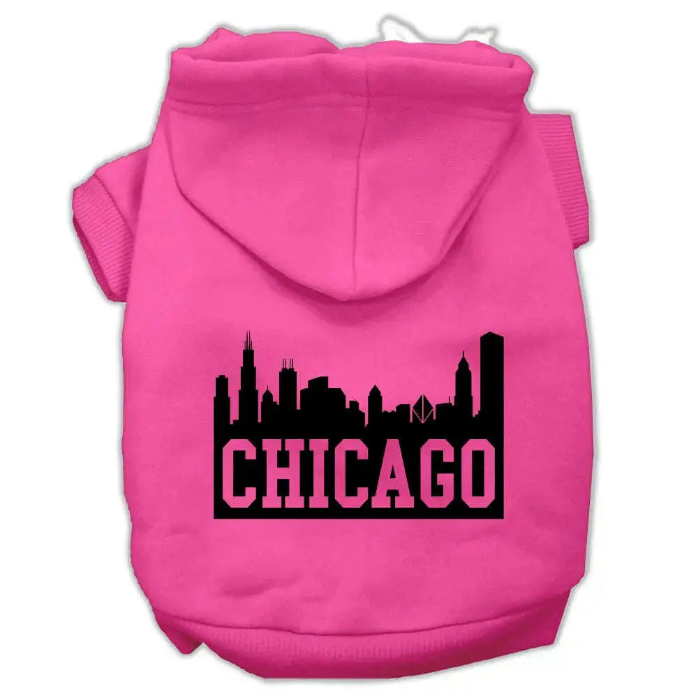 Chicago-Skyline-Screen-Print-Pet-Hoodies-Bright-Pink-Size-Xxxl-GreatEagleInc-319674245