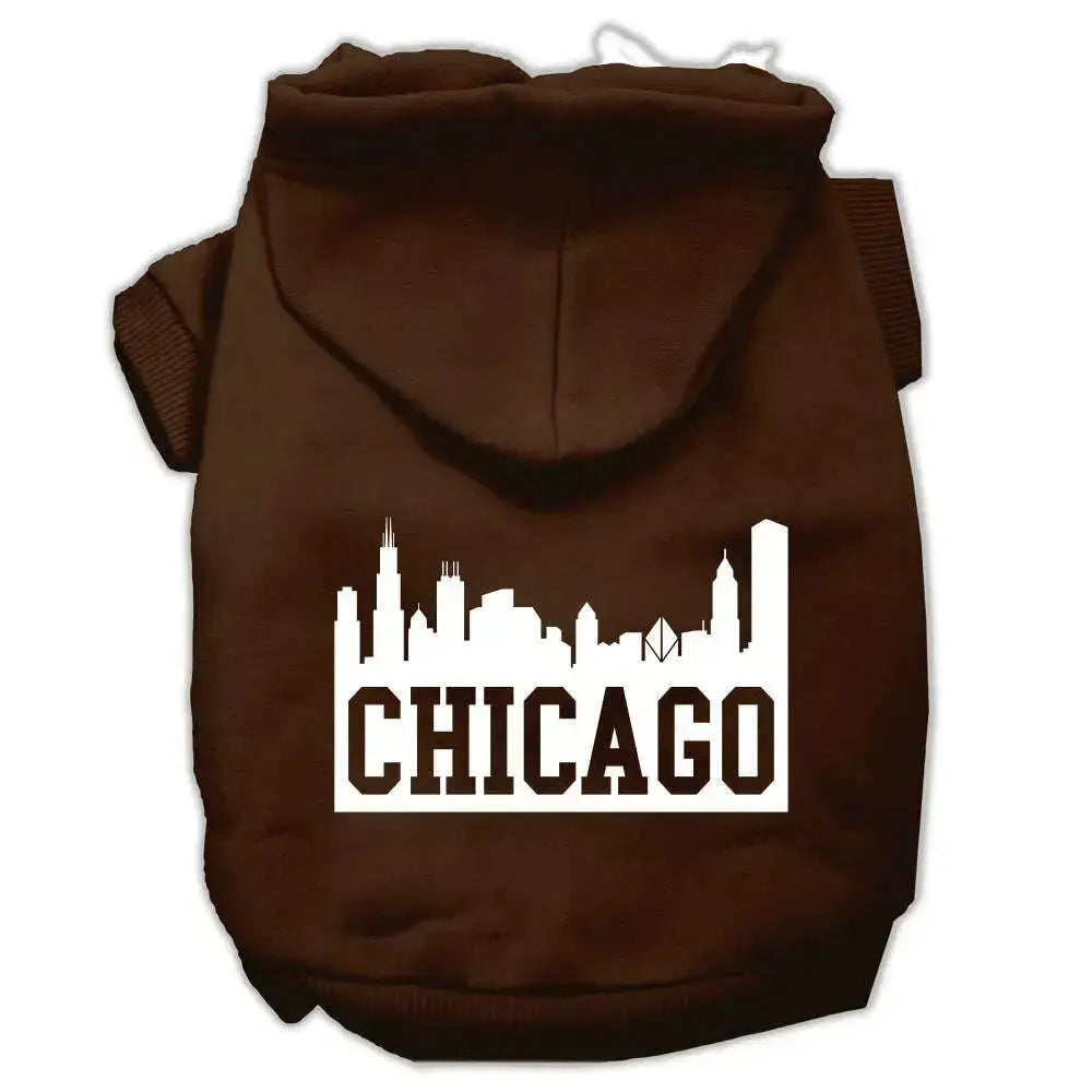 Chicago-Skyline-Screen-Print-Pet-Hoodies-Brown-Size-Xl-GreatEagleInc-318635873