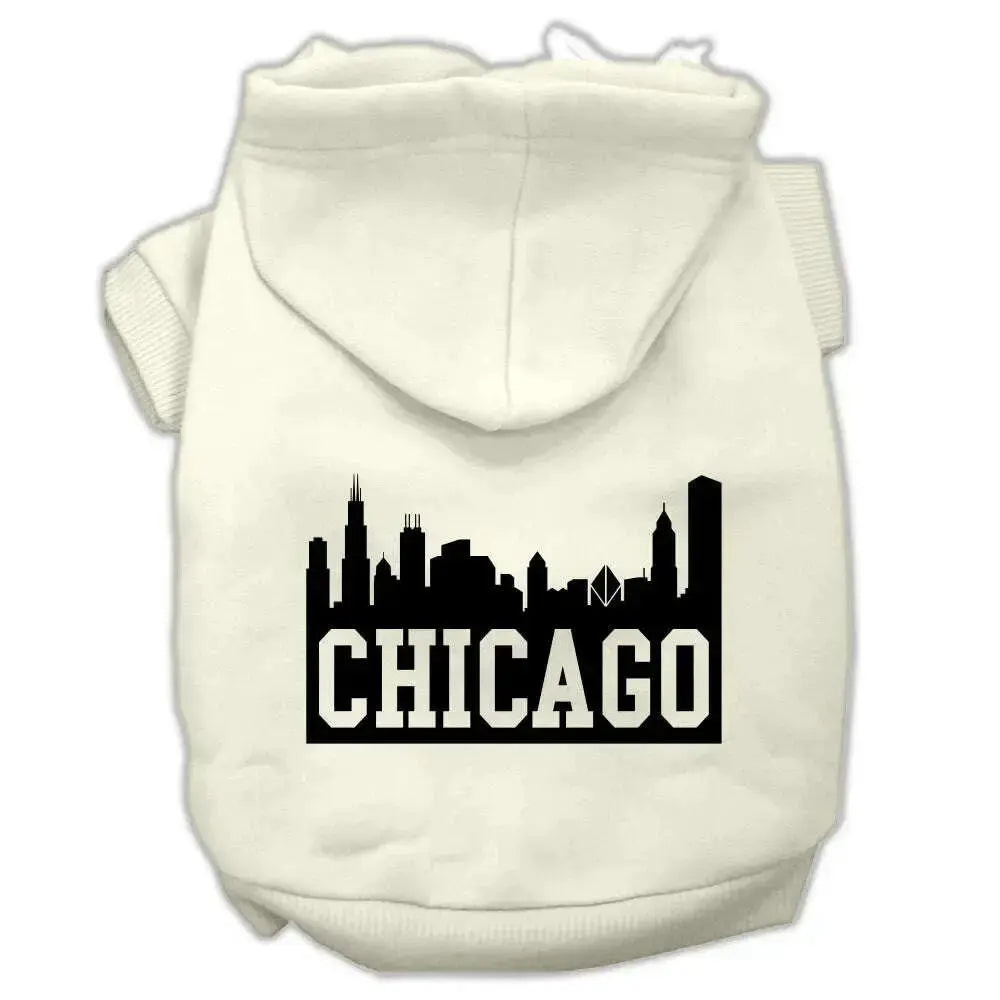 Chicago-Skyline-Screen-Print-Pet-Hoodies-Cream-Size-Xl-GreatEagleInc-318635945