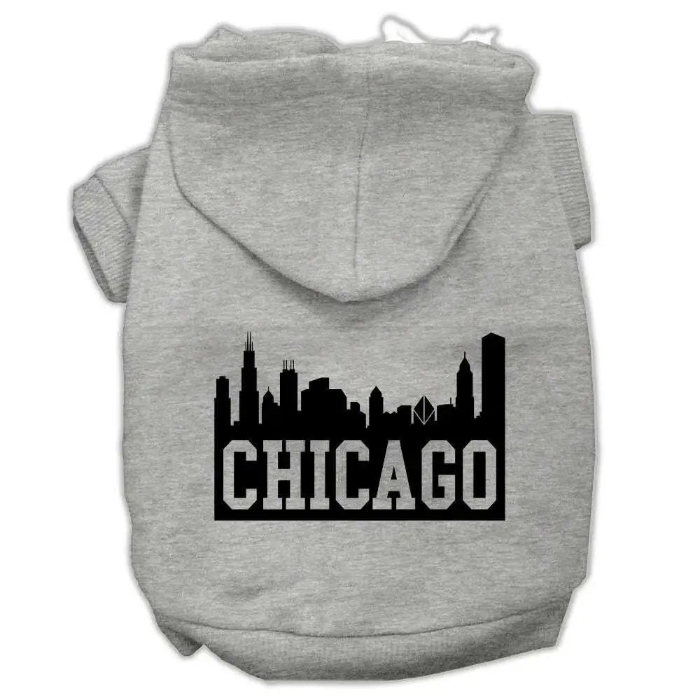 Chicago-Skyline-Screen-Print-Pet-Hoodies-Grey-Size-Xxl-GreatEagleInc-319674826