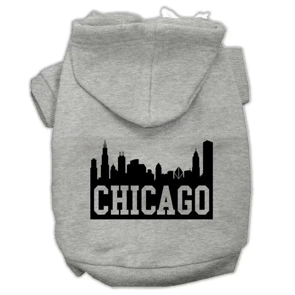Chicago-Skyline-Screen-Print-Pet-Hoodies-Grey-Size-Xxl-GreatEagleInc-319674826