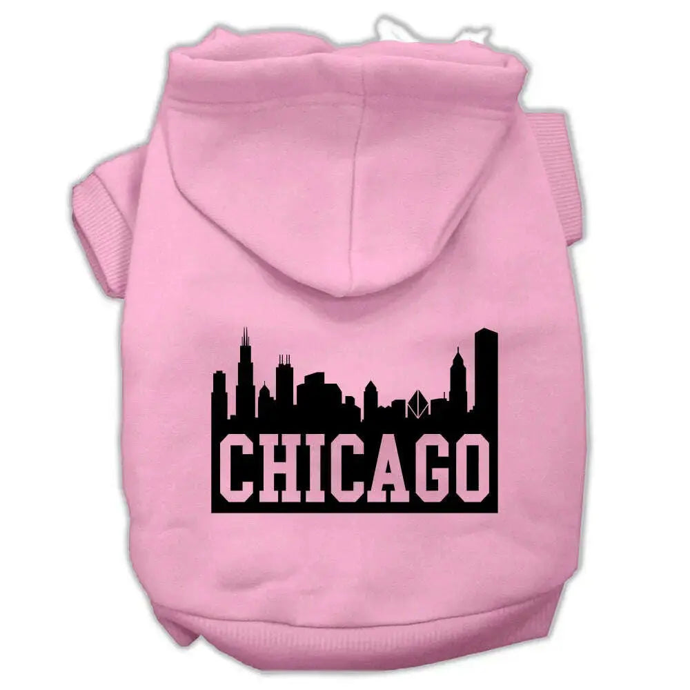 Chicago-Skyline-Screen-Print-Pet-Hoodies-Light-Pink-Size-Xxxl-GreatEagleInc-319673811