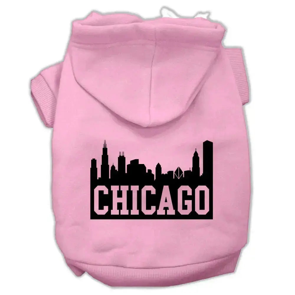 Chicago-Skyline-Screen-Print-Pet-Hoodies-Light-Pink-Size-Xxxl-GreatEagleInc-319673811