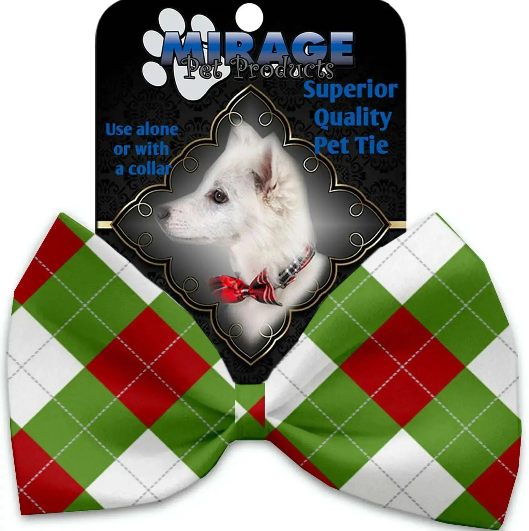 Christmas-Argyle-Pet-Bow-Tie-Collar-Accessory-With-Velcro-GreatEagleInc-318791471