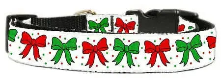 Christmas-Bows-Nylon-Dog-Collar-Medium-Narrow-GreatEagleInc-318602382
