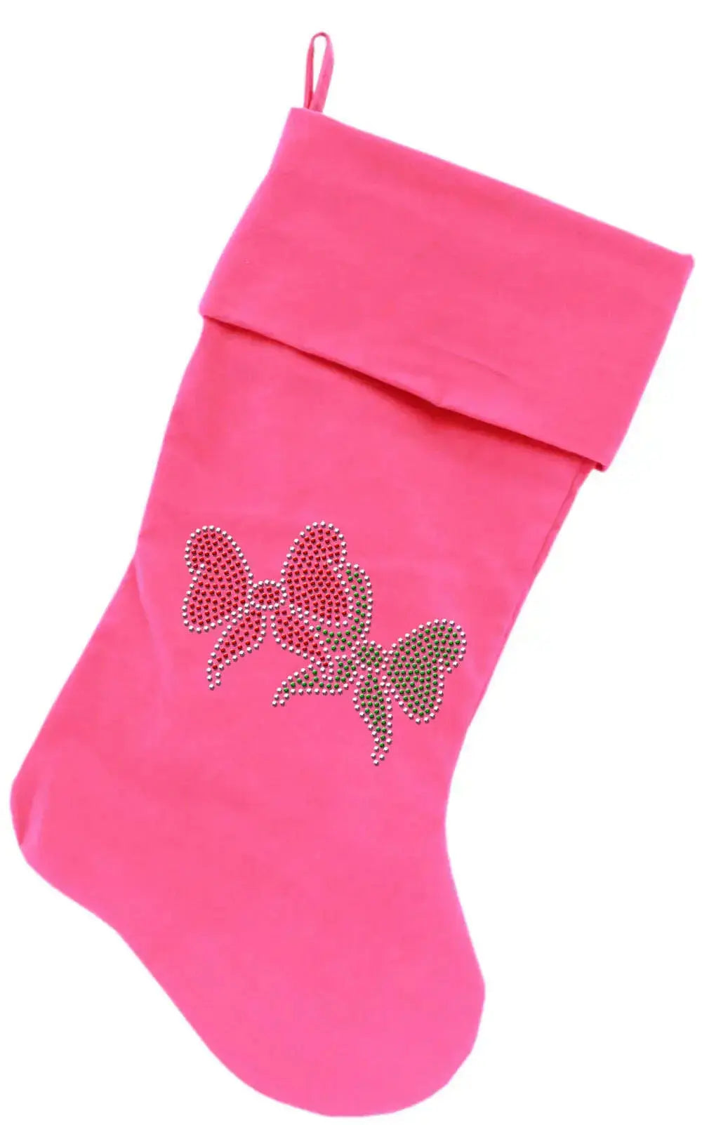 Christmas-Bows-Rhinestone-18-Inch-Velvet-Christmas-Stocking-Pink-GreatEagleInc-319869938