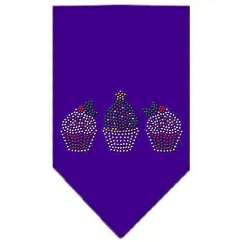 Christmas-Cupcakes-Rhinestone-Bandana-Purple-Small-GreatEagleInc-319318179