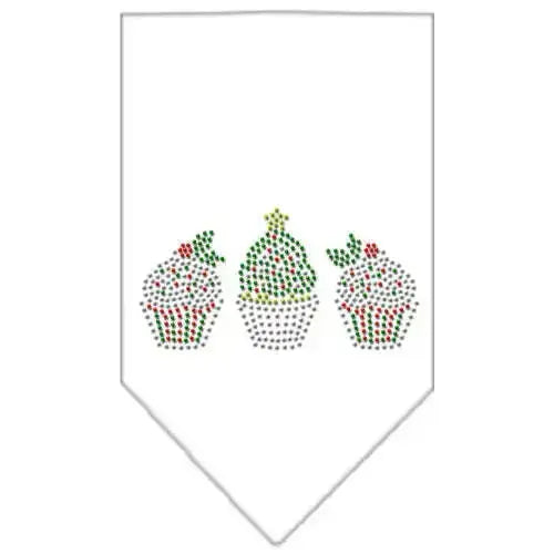 Christmas-Cupcakes-Rhinestone-Bandana-White-Small-GreatEagleInc-319318088