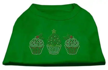 Christmas-Cupcakes-Rhinestone-Shirt-Emerald-Green-Med-GreatEagleInc-333665881