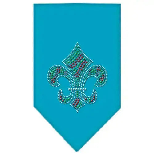Christmas-Fleur-De-Lis-Rhinestone-Bandana-Turquoise-Large-GreatEagleInc-319057148