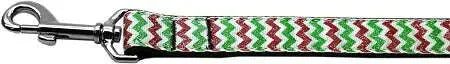 Christmas-Sparkle-Chevron-Nylon-Dog-Leash-5-8-Inch-Wide-6ft-Long-GreatEagleInc-320030838