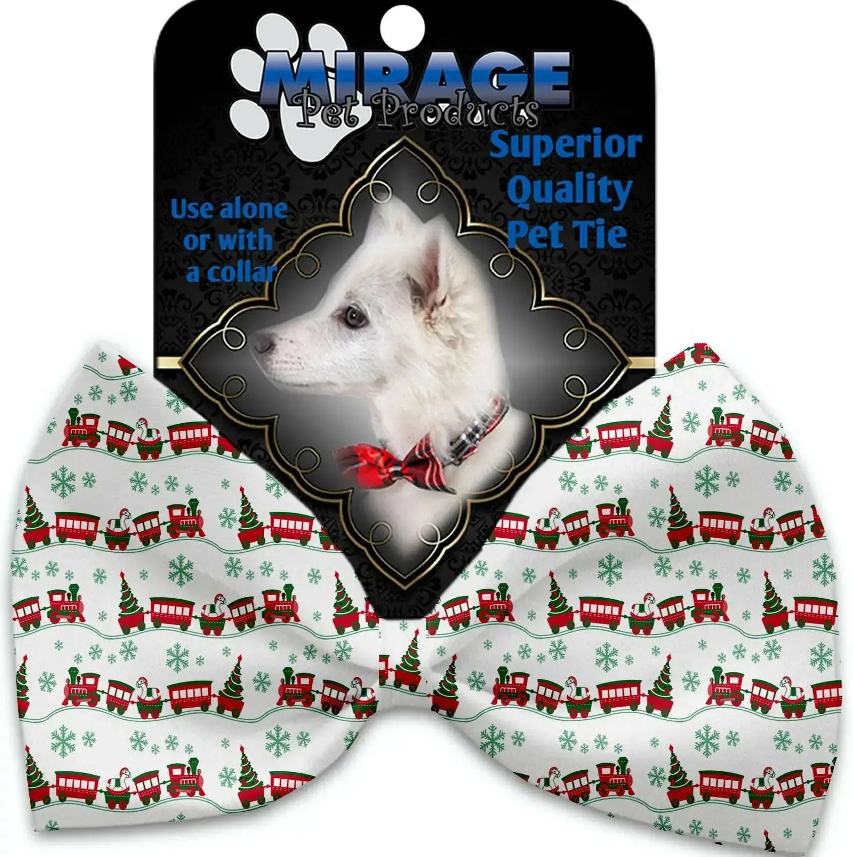 Christmas-Trains-Pet-Bow-Tie-Collar-Accessory-With-Velcro-GreatEagleInc-318791388