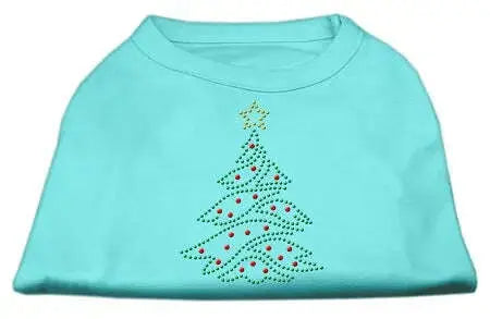 Christmas-Tree-Rhinestone-Shirt-Aqua-M-GreatEagleInc-319947813