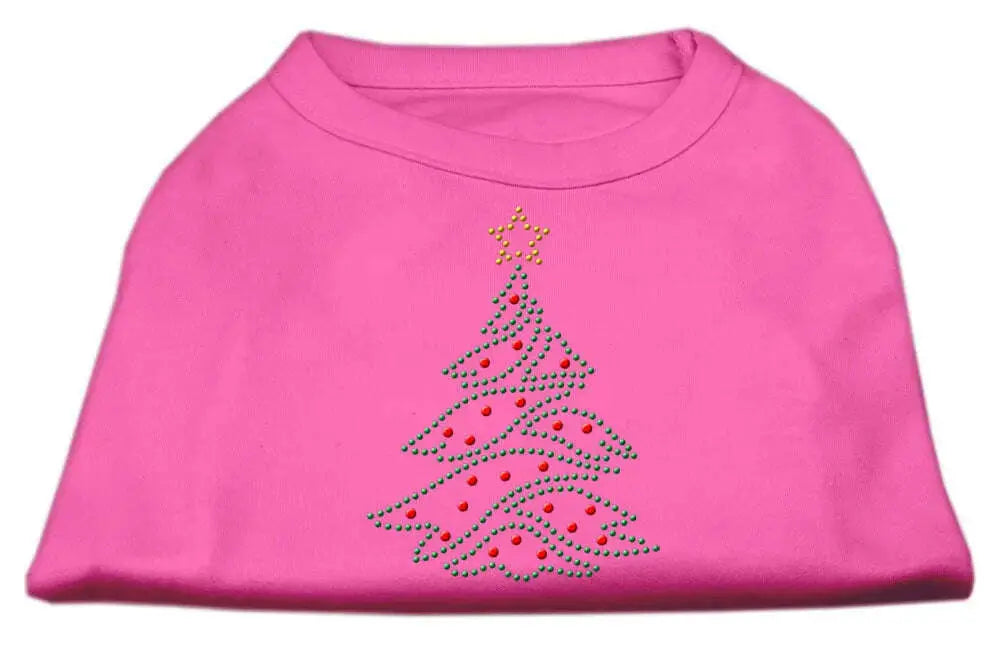 Christmas-Tree-Rhinestone-Shirt-Bright-Pink-L-GreatEagleInc-319948442