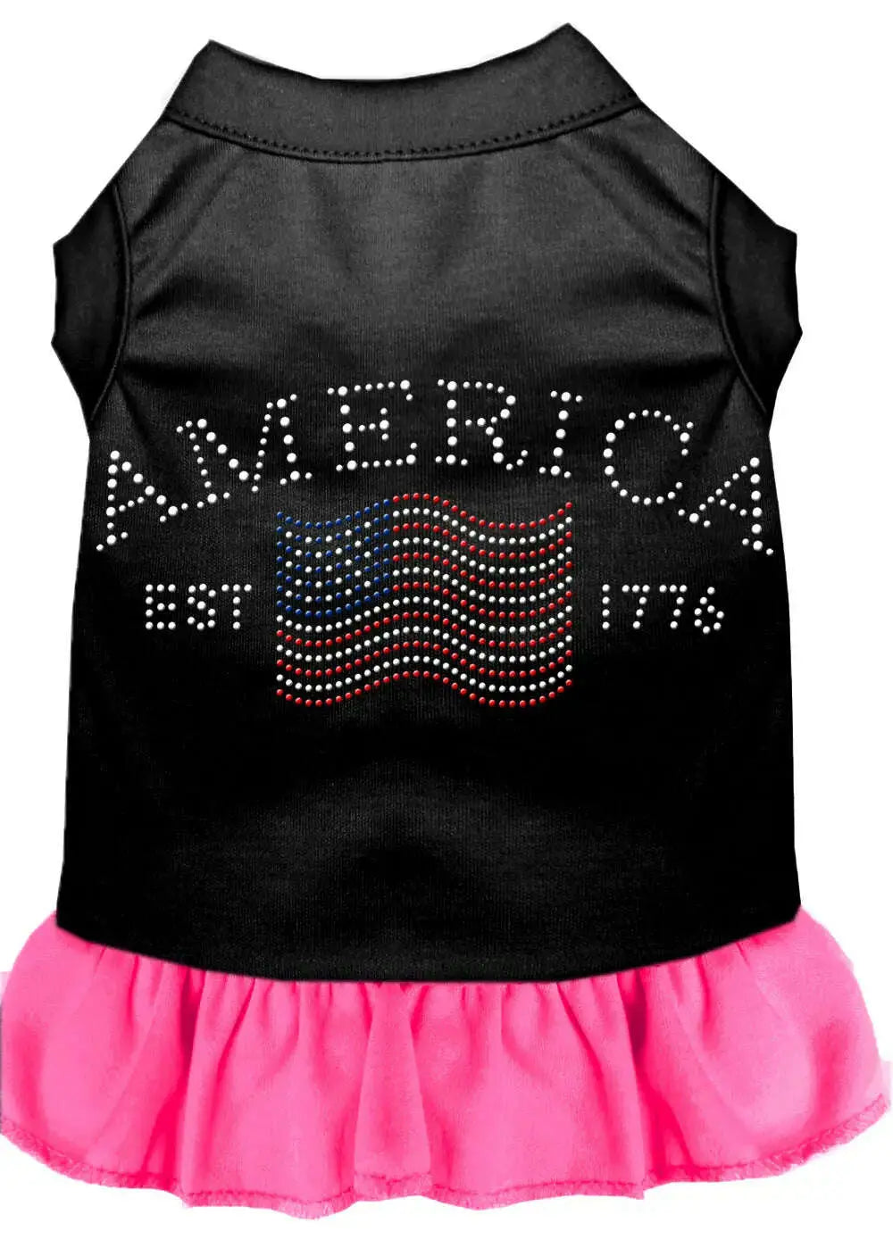 Classic-America-Rhinestone-Dress-Black-With-Bright-Pink-Xxl-GreatEagleInc-319533919
