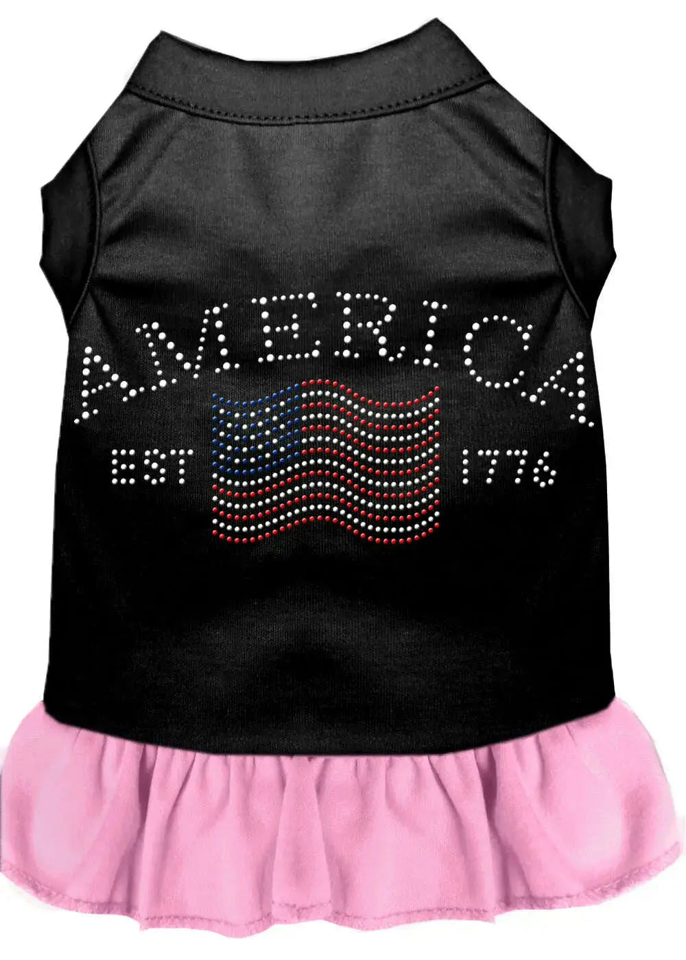 Classic-America-Rhinestone-Dress-Black-With-Light-Pink-Lg-GreatEagleInc-319538325